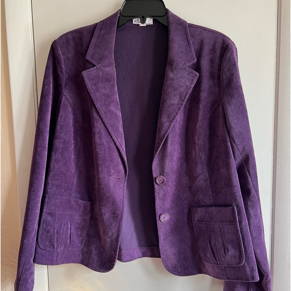Kim Rogers size 14 purple corduroy blazer jacket EUC
